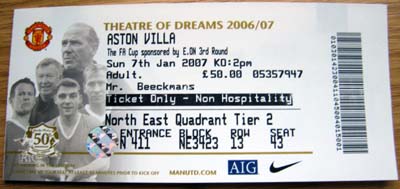 Ticket Manchester United - Aston Villa
